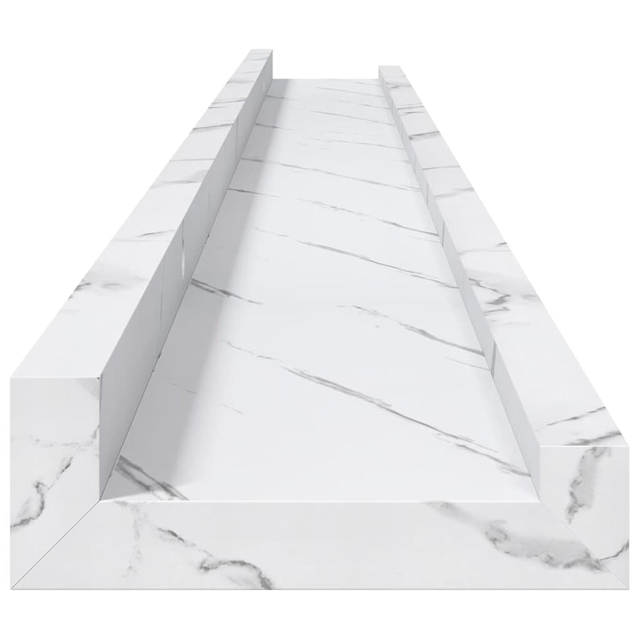 Wandplank 4 pcs Wit Marmer 100 x 9 x 3 cm Bewerkt hout
