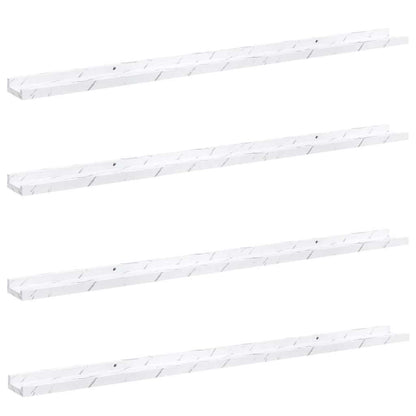 Wandplank 4 pcs Wit Marmer 115 x 9 x 3 cm Bewerkt hout