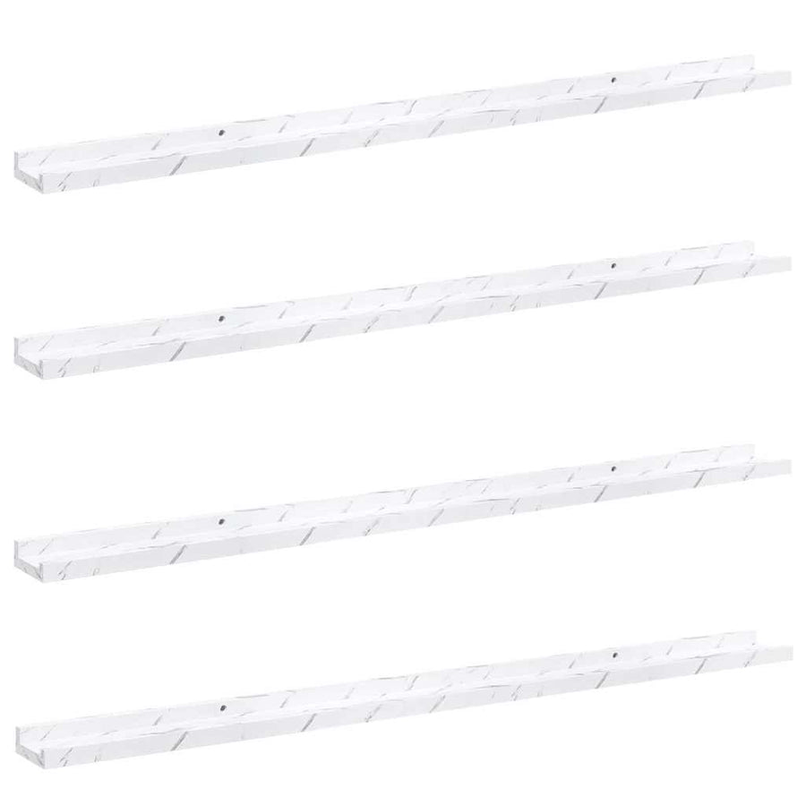 Wandplank 4 pcs Wit Marmer 115 x 9 x 3 cm Bewerkt hout