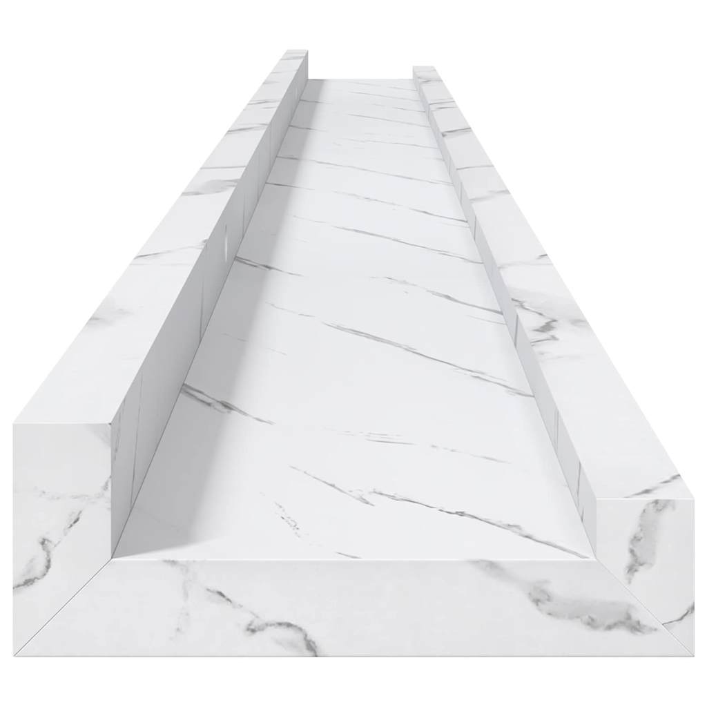 Wandplank 4 pcs Wit Marmer 115 x 9 x 3 cm Bewerkt hout