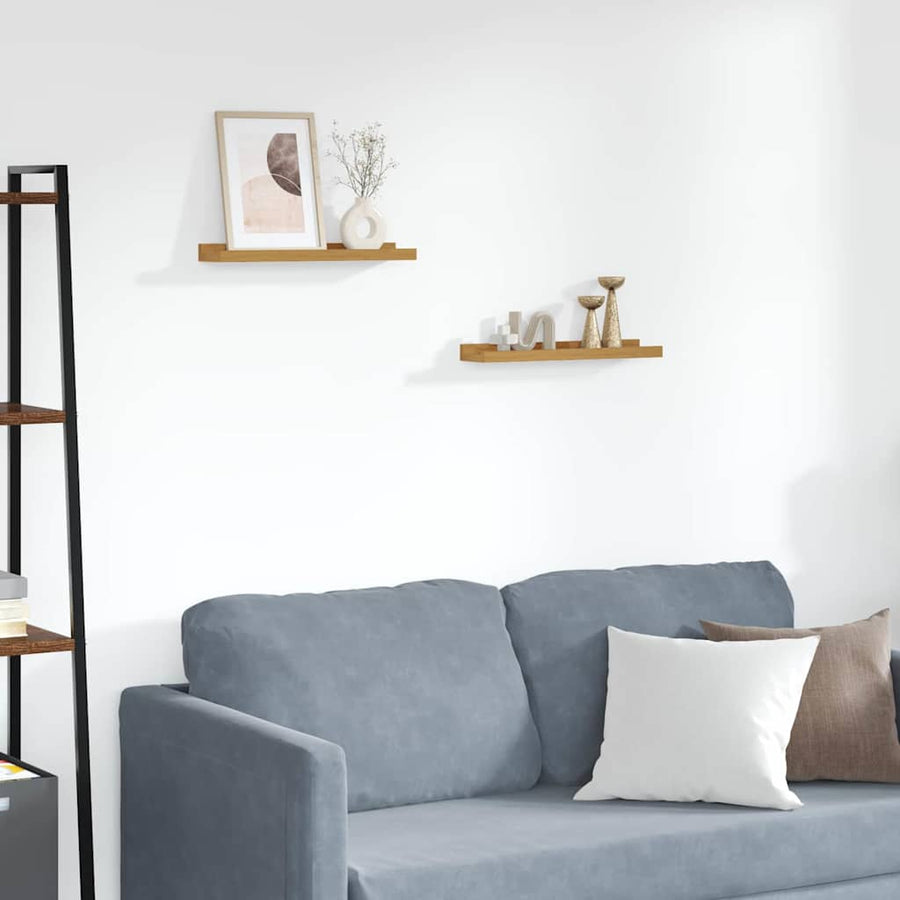 Wandplank met plank 2 pcs Beige 40 x 9 x 3 cm Bewerkt hout