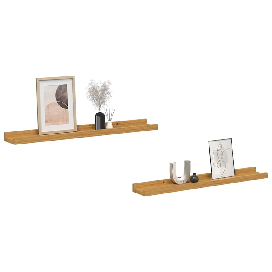 Wandplank met plank 2 pcs Beige 60 x 9 x 3 cm Bewerkt hout