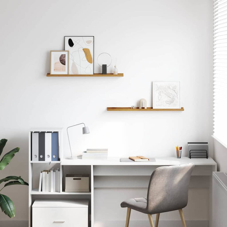Wandplank met plank 2 pcs Beige 80 x 9 x 3 cm Bewerkt hout