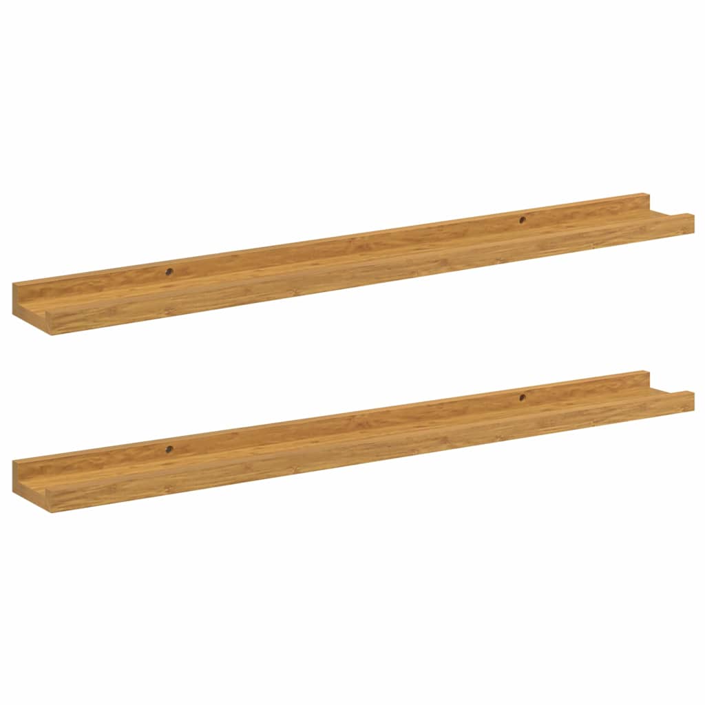Wandplank met plank 2 pcs Beige 80 x 9 x 3 cm Bewerkt hout
