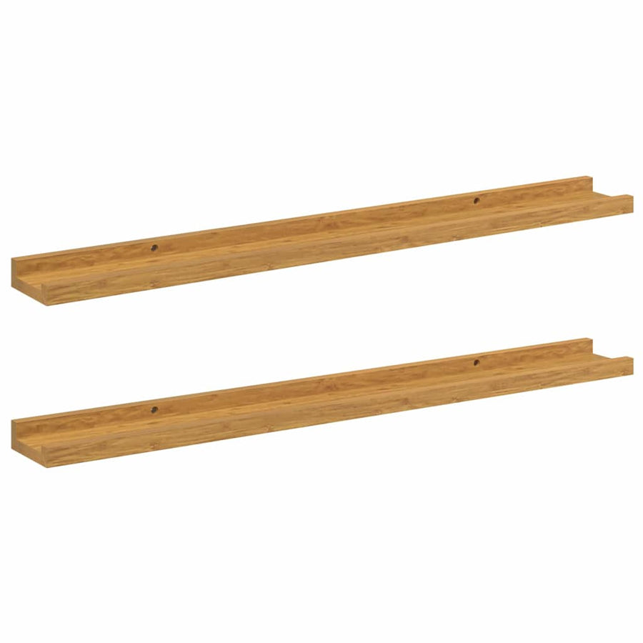 Wandplank met plank 2 pcs Beige 80 x 9 x 3 cm Bewerkt hout