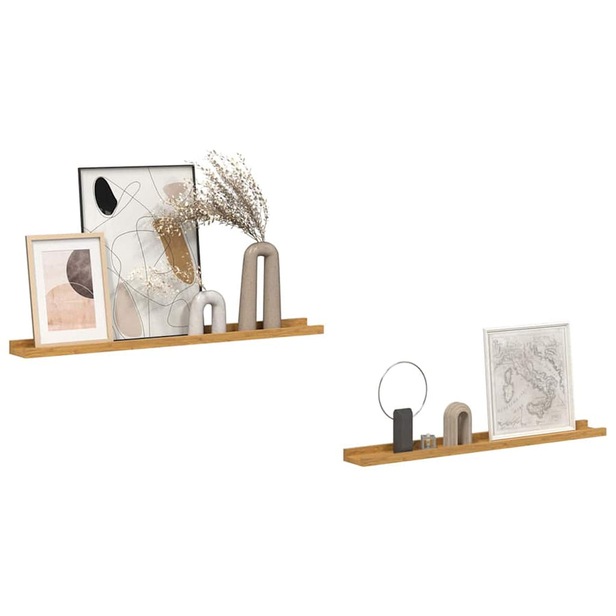 Wandplank met plank 2 pcs Beige 80 x 9 x 3 cm Bewerkt hout