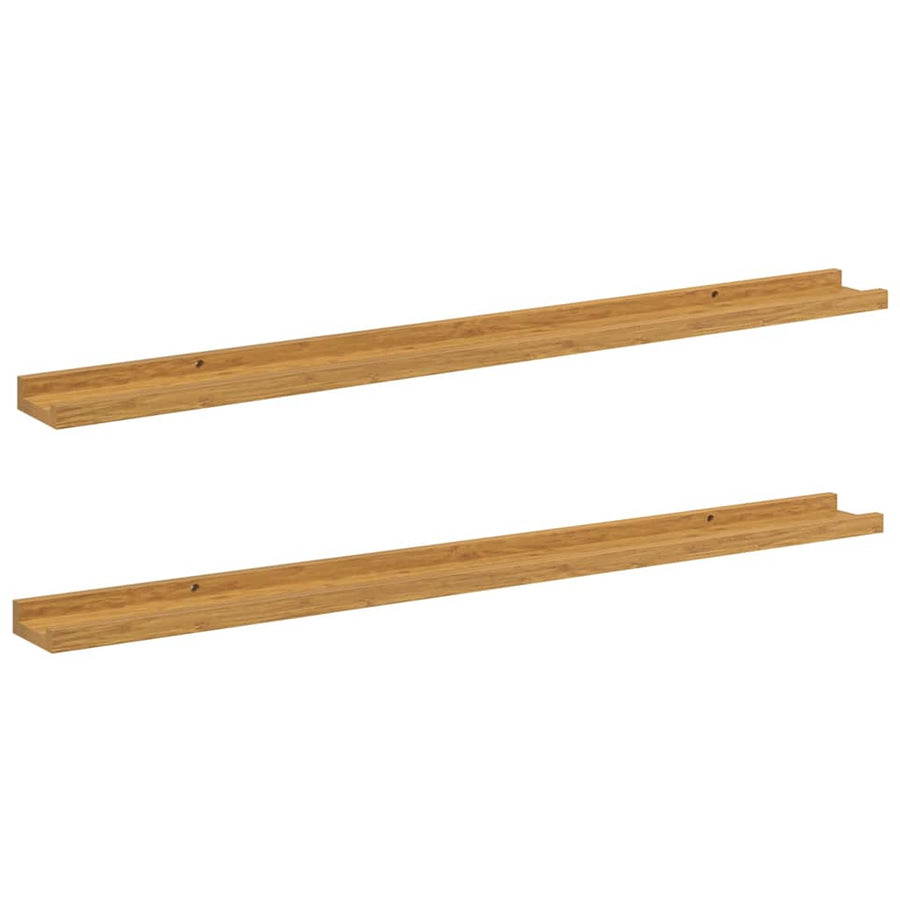 Wandplank met plank 2 pcs Beige 100 x 9 x 3 cm Bewerkt hout