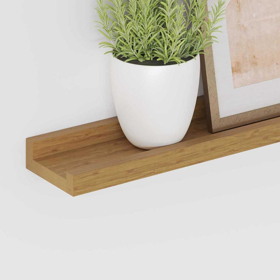 Wandplank met plank 2 pcs Beige 115 x 9 x 3 cm Bewerkt hout