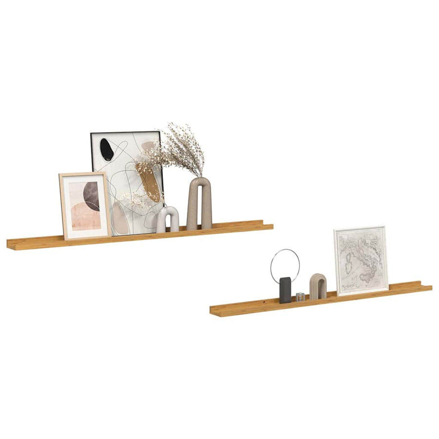Wandplank met plank 2 pcs Beige 115 x 9 x 3 cm Bewerkt hout