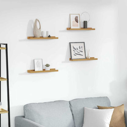 Wandplank met plank 4 pcs Beige 40 x 9 x 3 cm Bewerkt hout