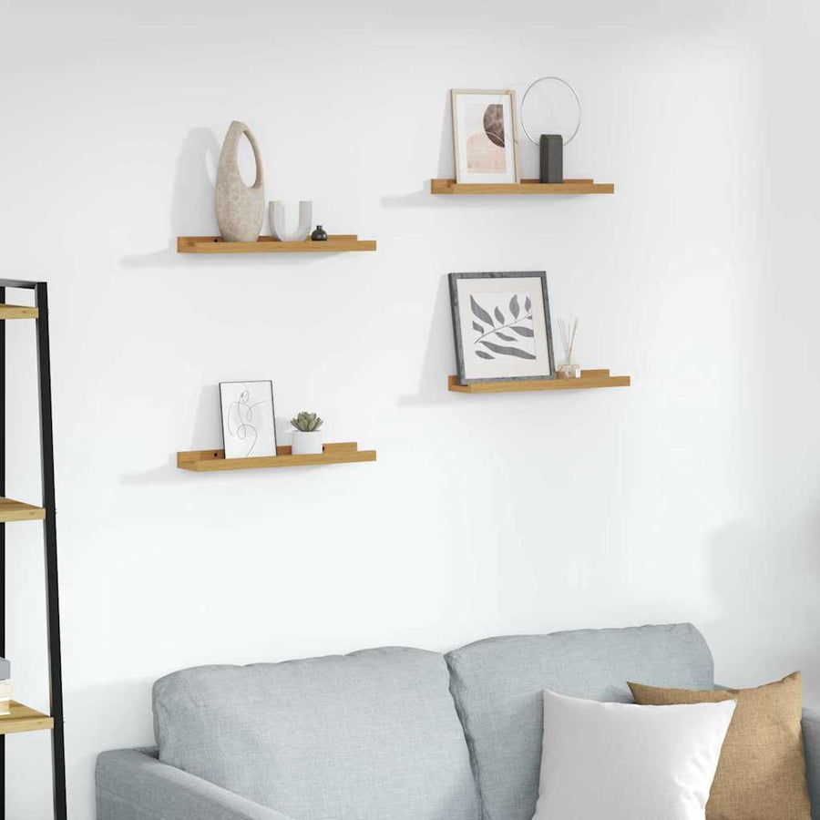 Wandplank met plank 4 pcs Beige 40 x 9 x 3 cm Bewerkt hout