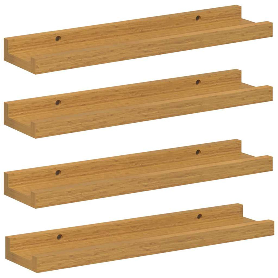 Wandplank met plank 4 pcs Beige 40 x 9 x 3 cm Bewerkt hout