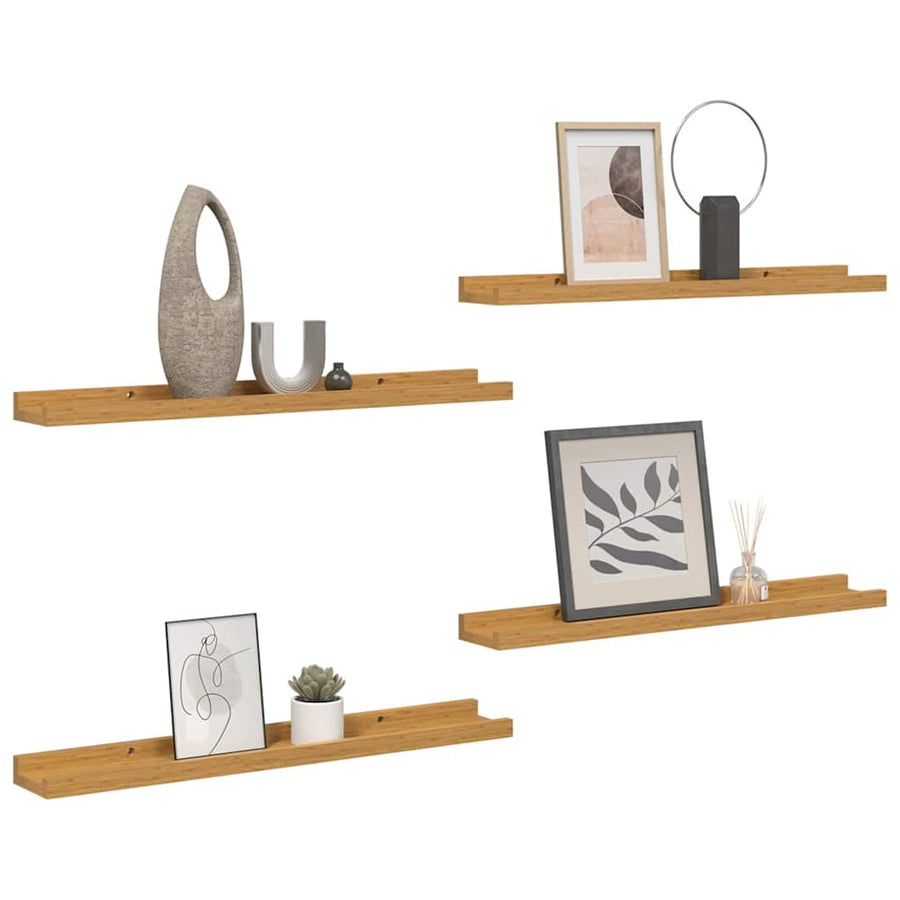 Wandplank met plank 4 pcs Beige 40 x 9 x 3 cm Bewerkt hout