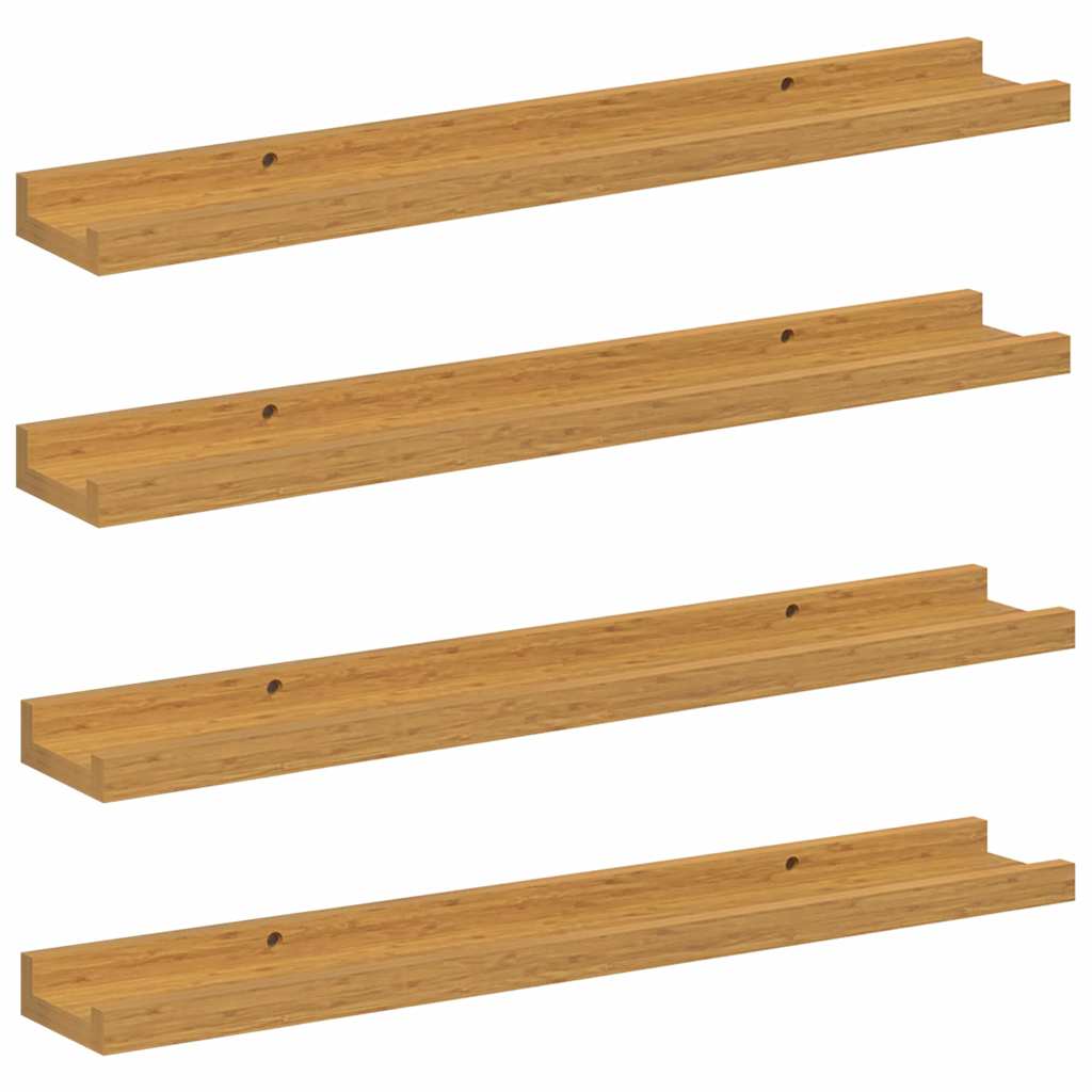 Wandplank met plank 4 pcs Beige 60 x 9 x 3 cm Bewerkt hout