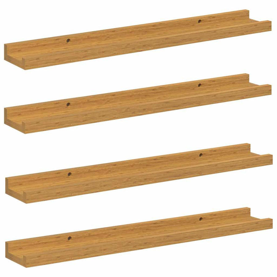 Wandplank met plank 4 pcs Beige 60 x 9 x 3 cm Bewerkt hout