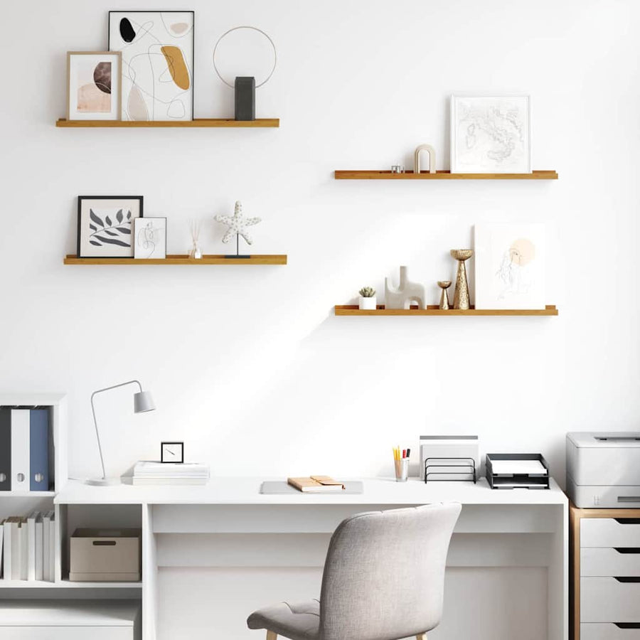 Wandplank met plank 4 pcs Beige 80 x 9 x 3 cm Bewerkt hout