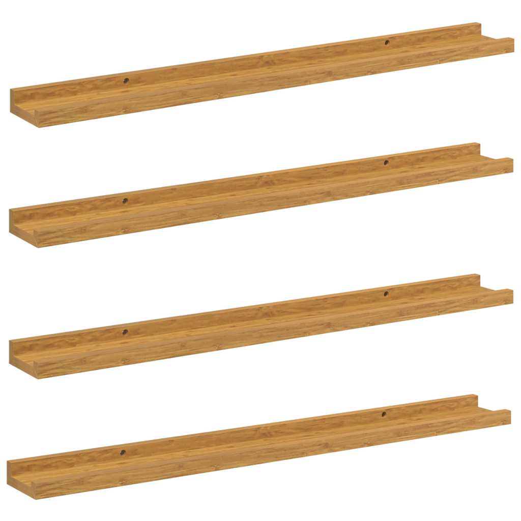 Wandplank met plank 4 pcs Beige 80 x 9 x 3 cm Bewerkt hout