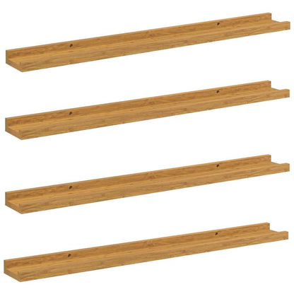 Wandplank met plank 4 pcs Beige 80 x 9 x 3 cm Bewerkt hout