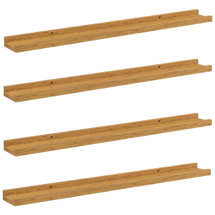 Wandplank met plank 4 pcs Beige 80 x 9 x 3 cm Bewerkt hout