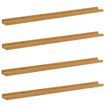 Wandplank met plank 4 pcs Beige 100 x 9 x 3 cm Bewerkt hout