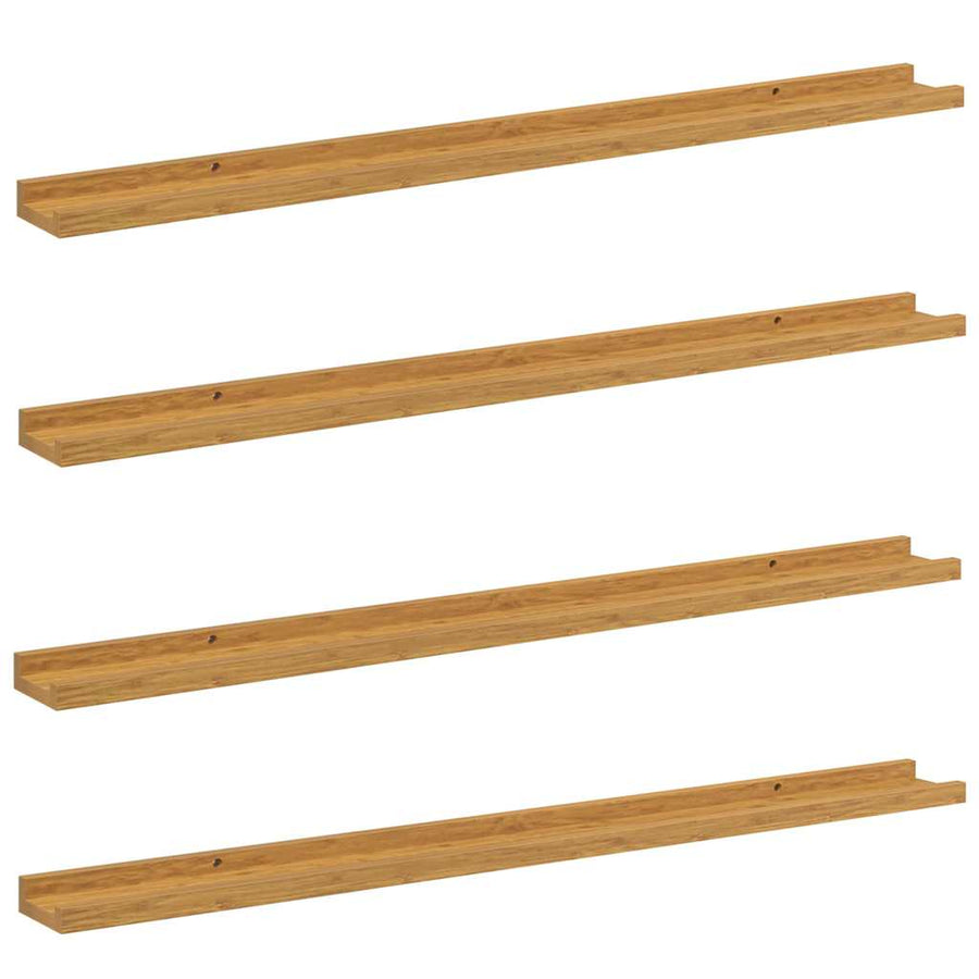 Wandplank met plank 4 pcs Beige 100 x 9 x 3 cm Bewerkt hout