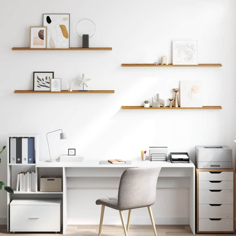 Wandplank met plank 4 pcs Beige 115 x 9 x 3 cm Bewerkt hout