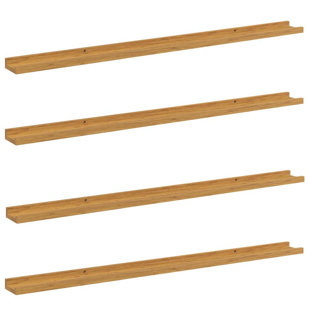 Wandplank met plank 4 pcs Beige 115 x 9 x 3 cm Bewerkt hout