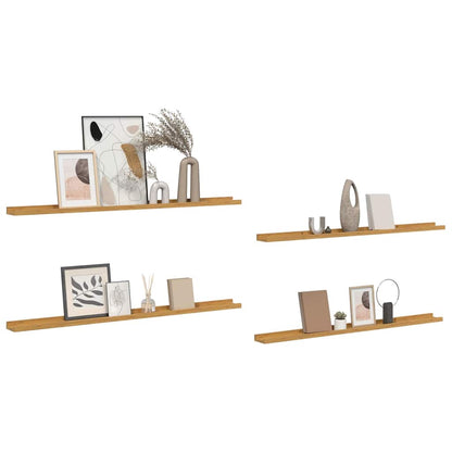 Wandplank met plank 4 pcs Beige 115 x 9 x 3 cm Bewerkt hout