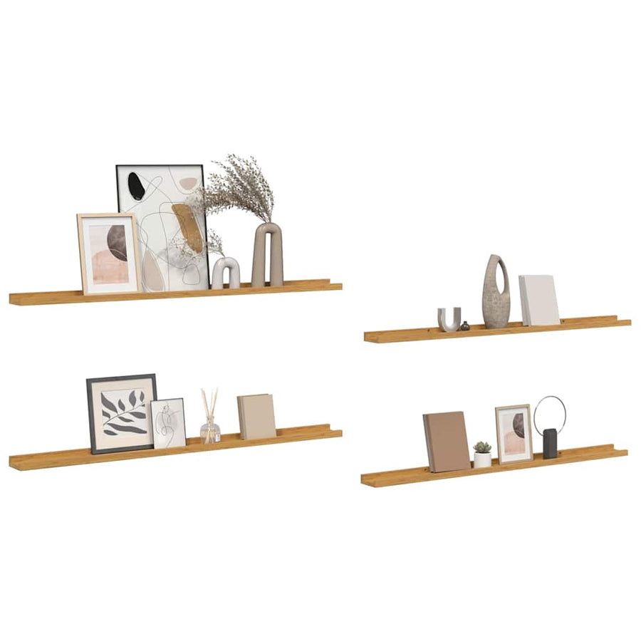 Wandplank met plank 4 pcs Beige 115 x 9 x 3 cm Bewerkt hout