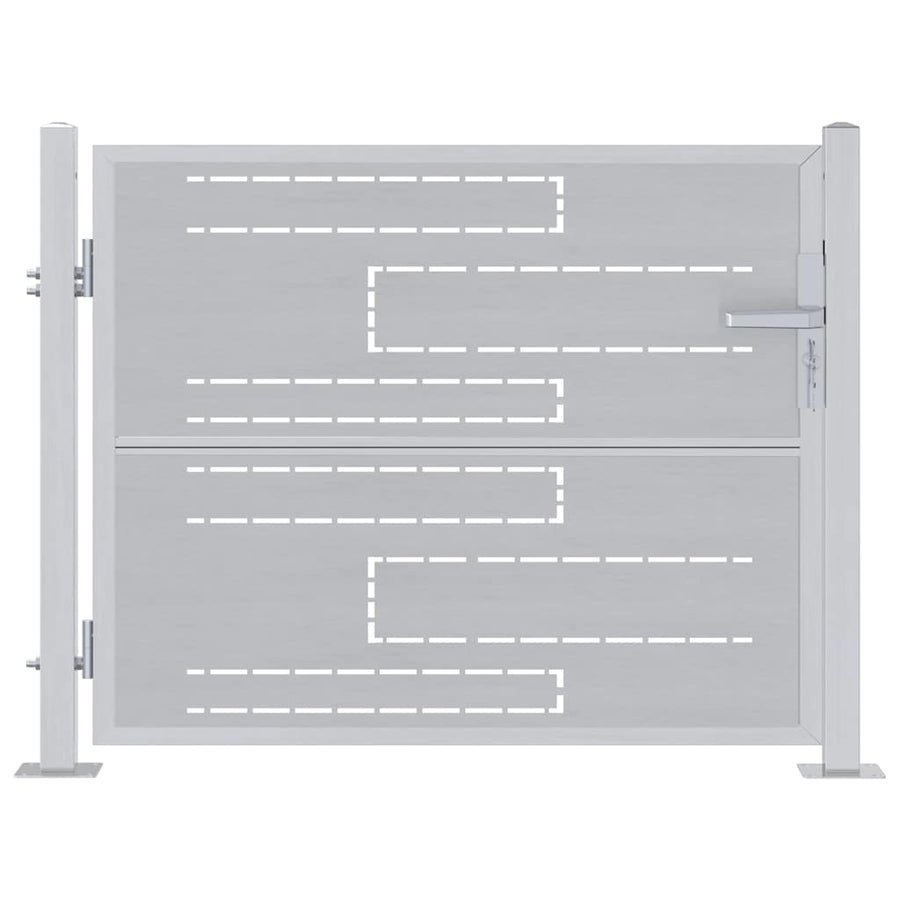 Tuinpoort 85 x 70 cm Roestvrij staal zilver Vergrendelbaar