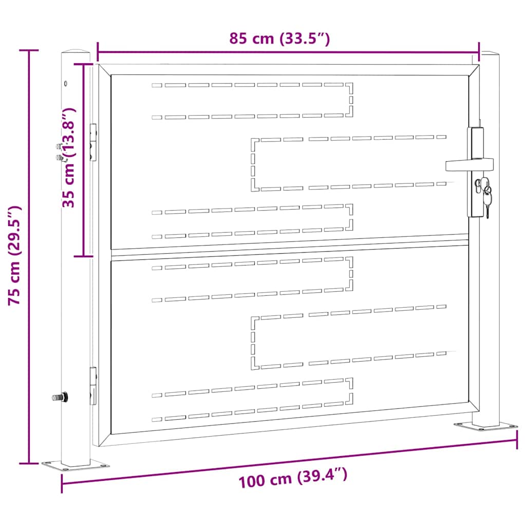 Tuinpoort 85 x 70 cm Roestvrij staal zilver Vergrendelbaar