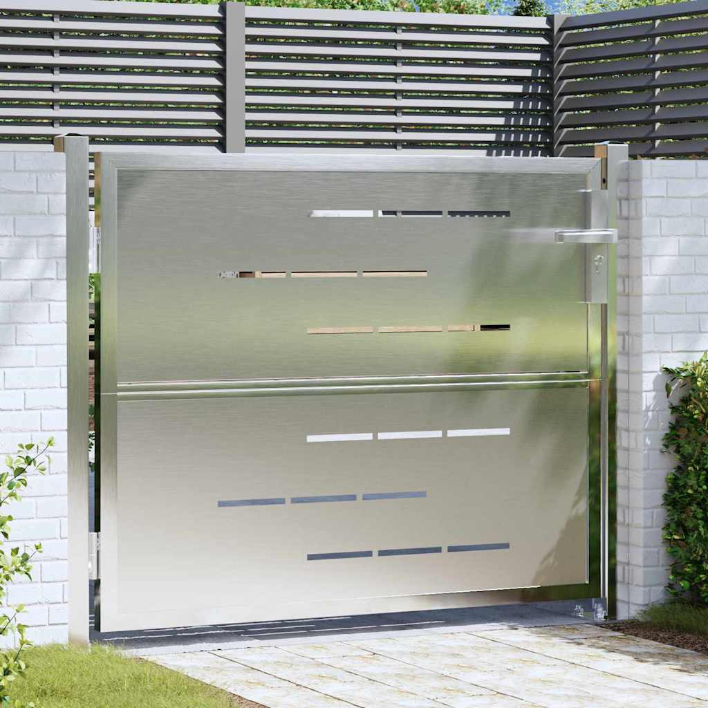 Tuinpoort 85 x 70 cm Roestvrij staal zilver Vergrendelbaar