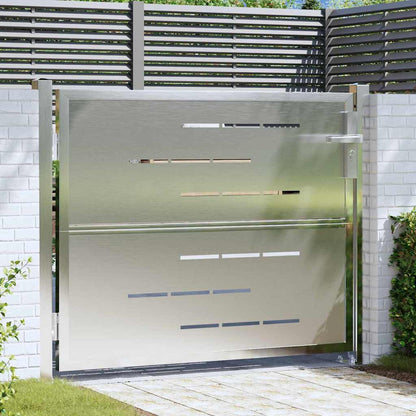 Tuinpoort 85 x 70 cm Roestvrij staal zilver Vergrendelbaar