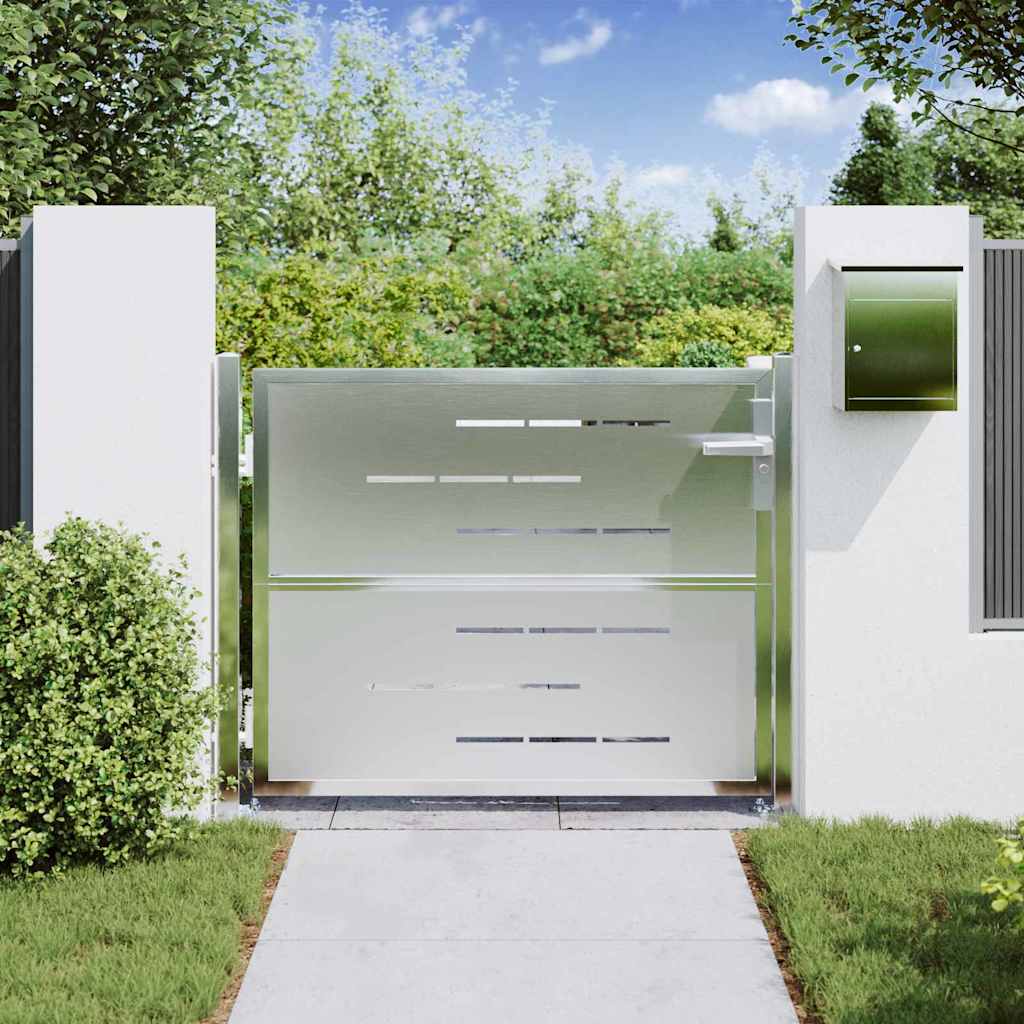 Tuinpoort 85 x 70 cm Roestvrij staal zilver Vergrendelbaar