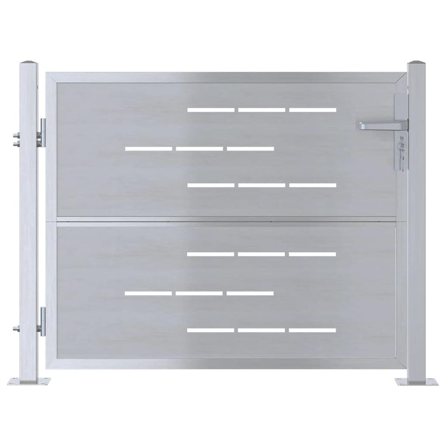 Tuinpoort 85 x 70 cm Roestvrij staal zilver Vergrendelbaar