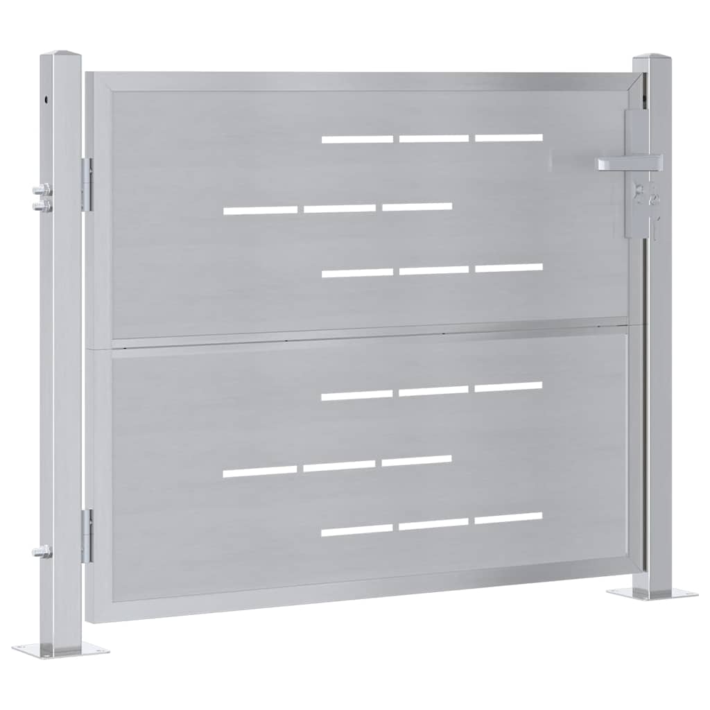 Tuinpoort 85 x 70 cm Roestvrij staal zilver Vergrendelbaar