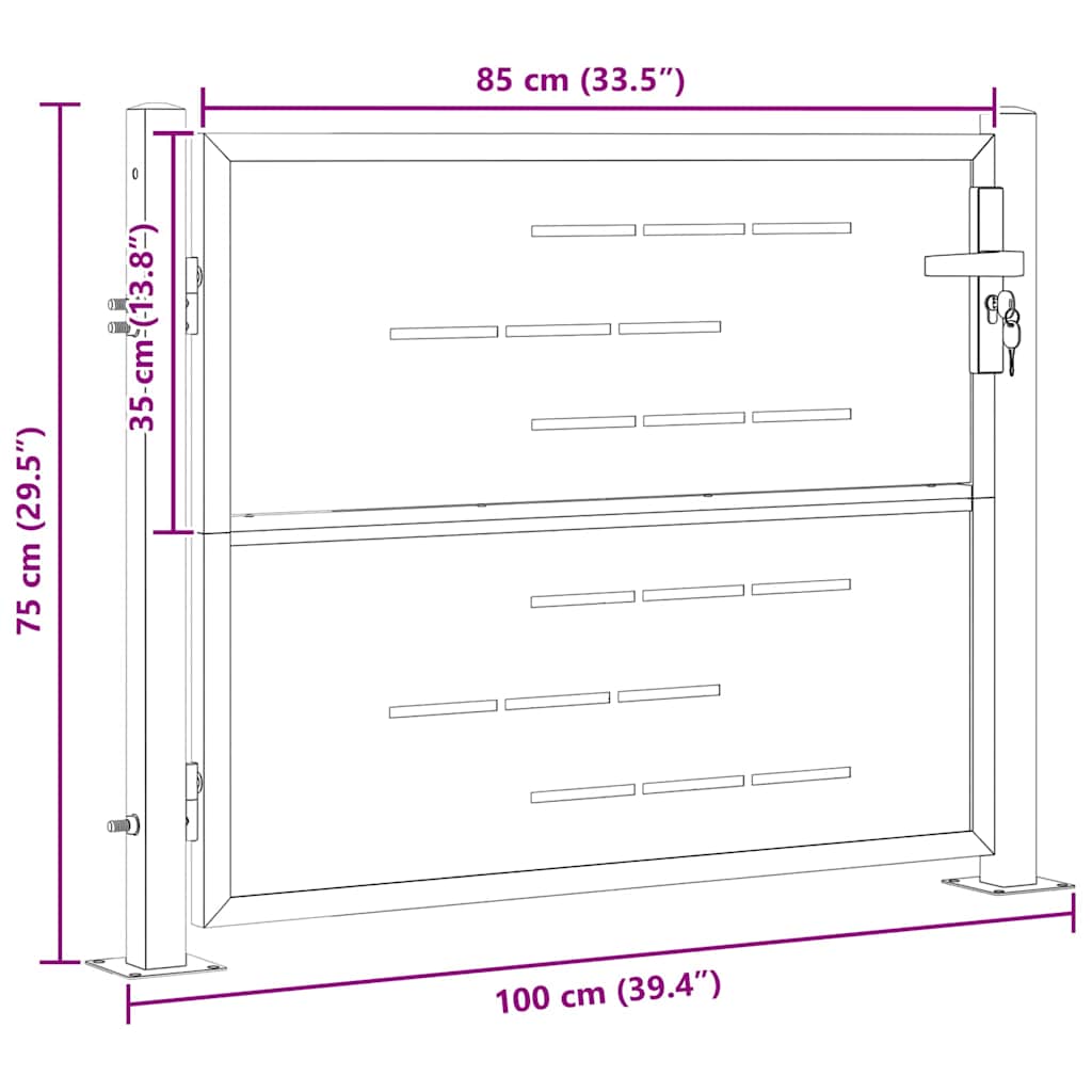 Tuinpoort 85 x 70 cm Roestvrij staal zilver Vergrendelbaar