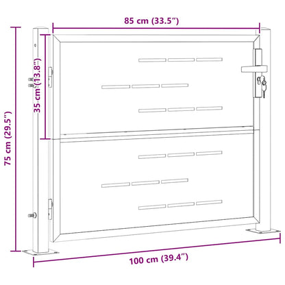 Tuinpoort 85 x 70 cm Roestvrij staal zilver Vergrendelbaar