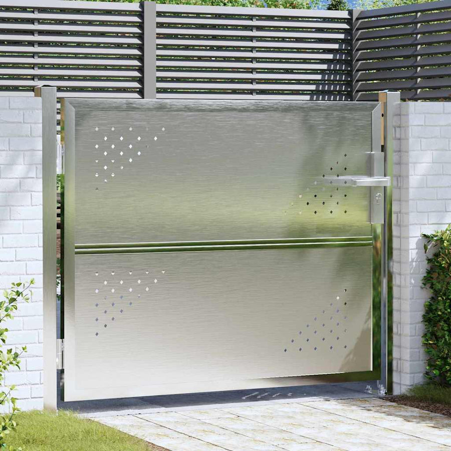 Tuinpoort met slot Zilver 85 x 70 cm Roestvrij staal