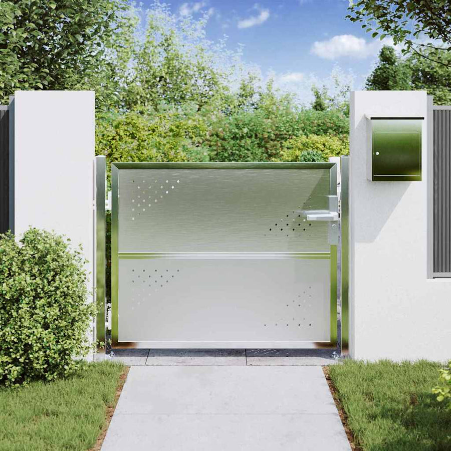 Tuinpoort met slot Zilver 85 x 70 cm Roestvrij staal