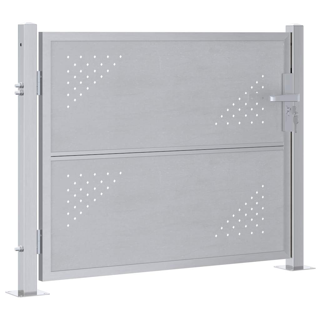 Tuinpoort Met Slot Zilver 100 X 75 Cm Roestvrij Staal