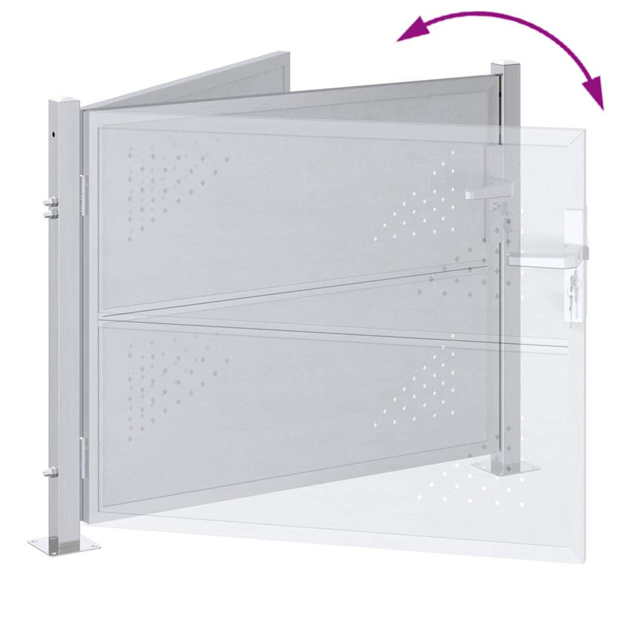 Tuinpoort met slot Zilver 85 x 70 cm Roestvrij staal