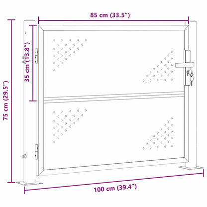 Tuinpoort Met Slot Zilver 100 X 75 Cm Roestvrij Staal