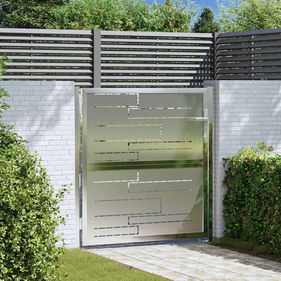 Tuinpoort Met Slot Zilver 96 X 100 Cm Roestvrij Staal