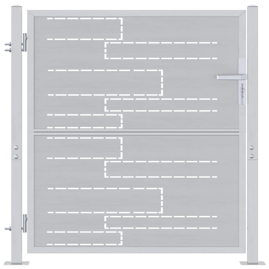 Tuinpoort Met Slot Zilver 96 X 100 Cm Roestvrij Staal