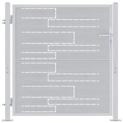 Tuinpoort Met Slot Zilver 96 X 100 Cm Roestvrij Staal