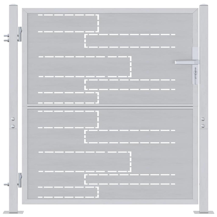 Tuinpoort Met Slot Zilver 96 X 100 Cm Roestvrij Staal