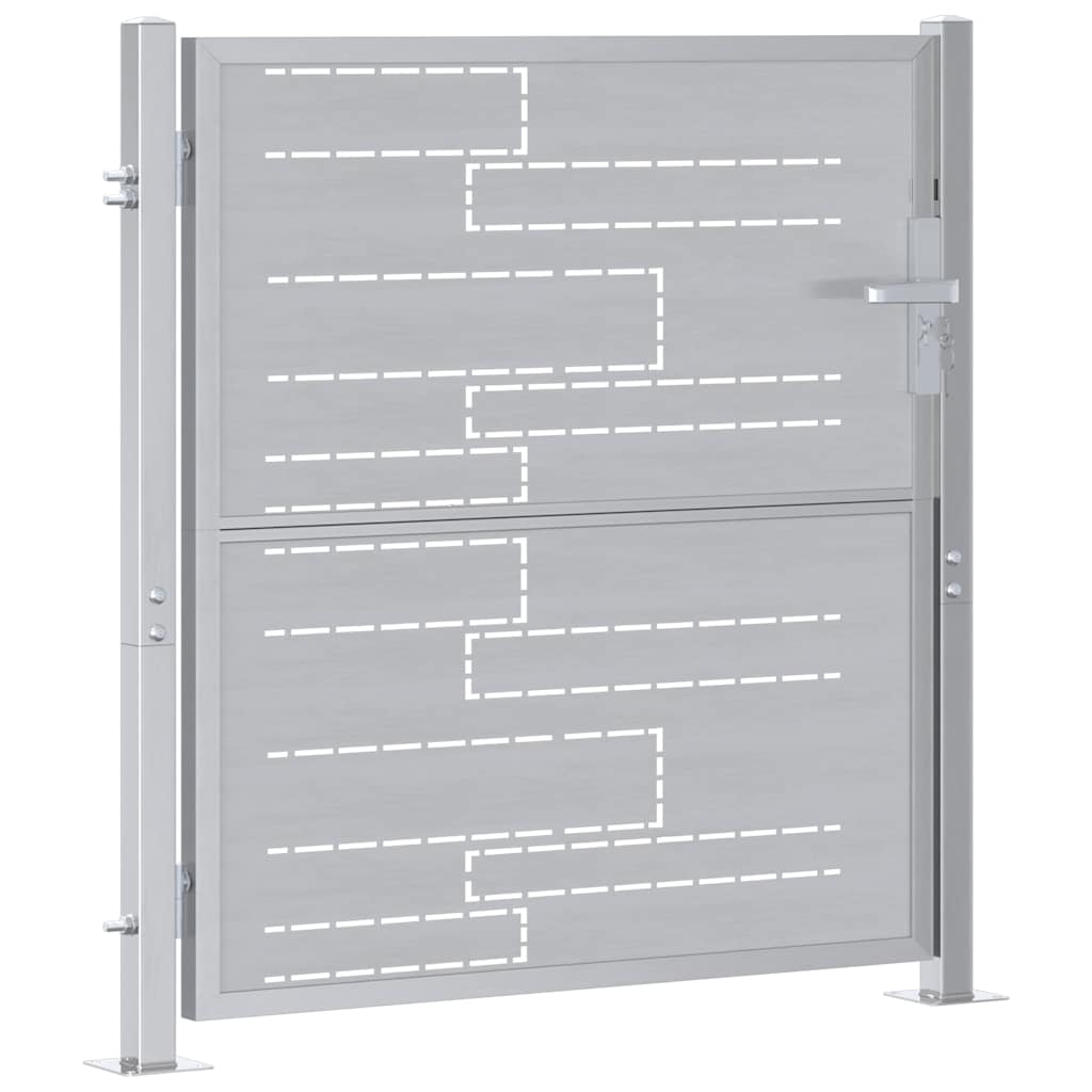 Tuinpoort Met Slot Zilver 96 X 100 Cm Roestvrij Staal