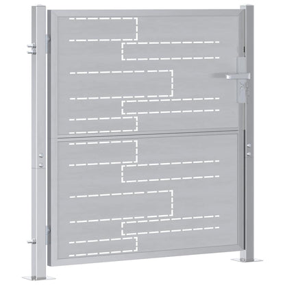 Tuinpoort Met Slot Zilver 96 X 100 Cm Roestvrij Staal
