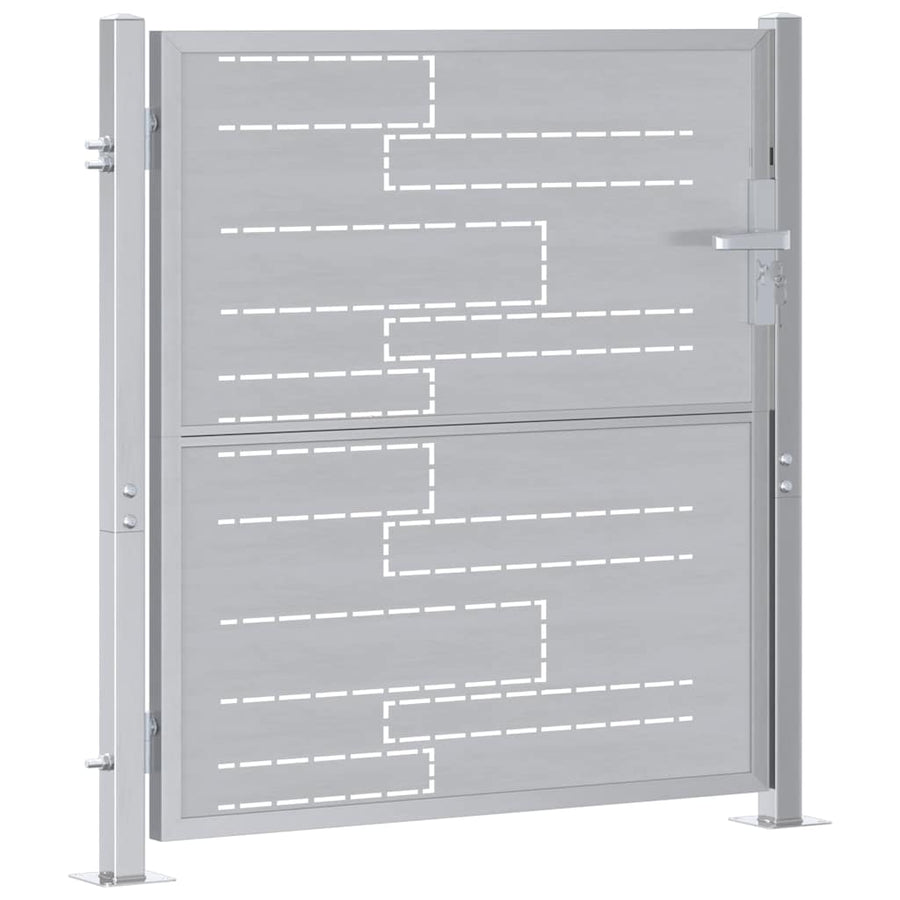 Tuinpoort Met Slot Zilver 96 X 100 Cm Roestvrij Staal